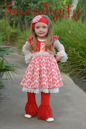 Splendid Flutter Dress & Red Crochet Trim Legging 16-31